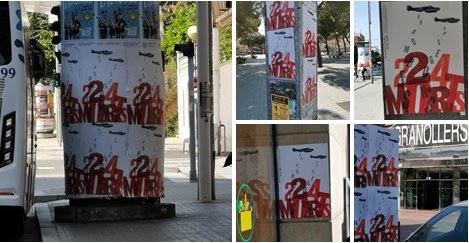 muestra pegada de carteles de cola en granollers