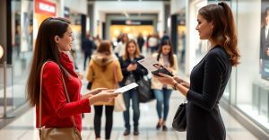 entrega de folletos en centros comerciales