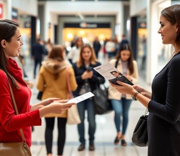 Entrega de folletos en centros comerciales : azafata y promotores