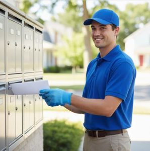 chico joven trabajando de buzoneador en barcelona